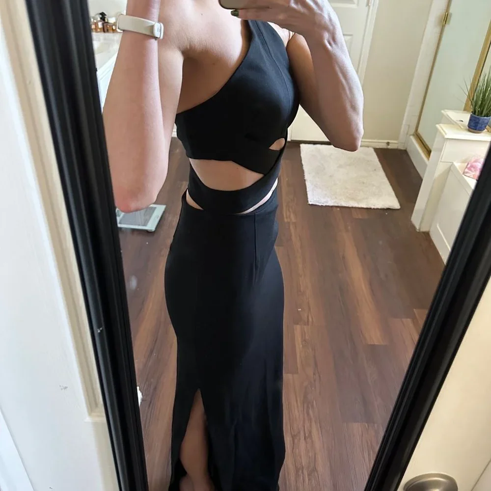 REVOLVE Nicholas black sleeveless cutouts cut outs formal dress gown - Picture 6 of 12